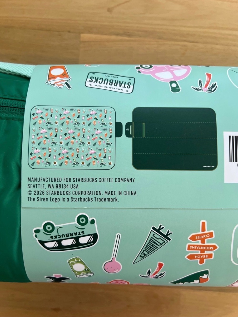 Starbucks Green Roll-Up Picnic Tote with Mint Strap - Picture 4 of 8